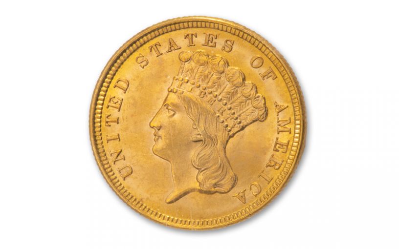 1854 $3 Gold Indian Princess Coin