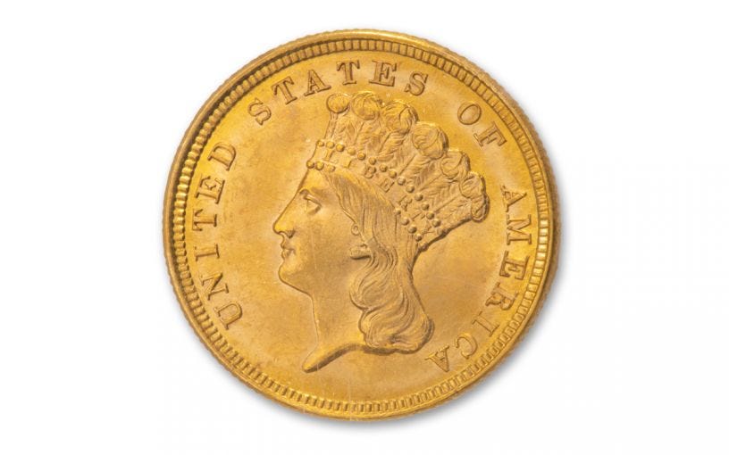 1854 $3 Gold Indian Princess Coin