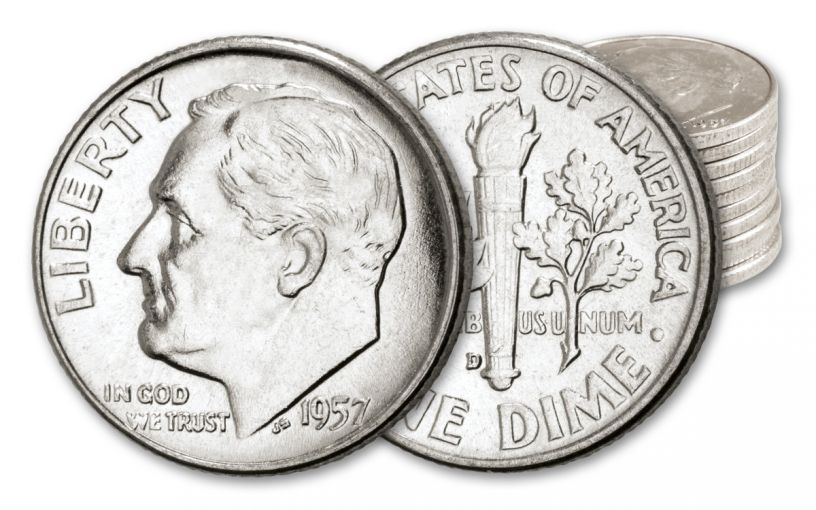 1957-D Silver Roosevelt Dime 10-pc Set BU