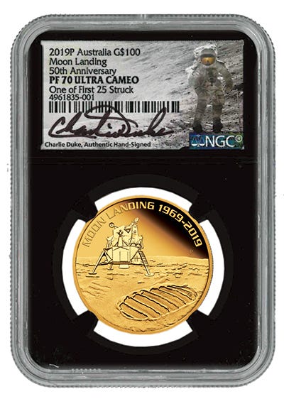 2019 One-Ounce Gold Apollo 11 Moon Landing Proof  PF70