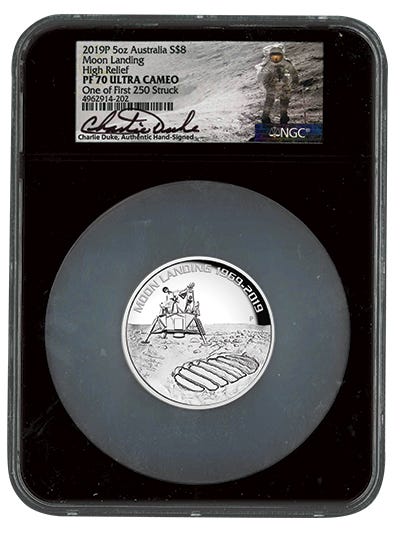 2019 Five-Ounce Silver Apollo 11 Moon Landing Proof  PF70