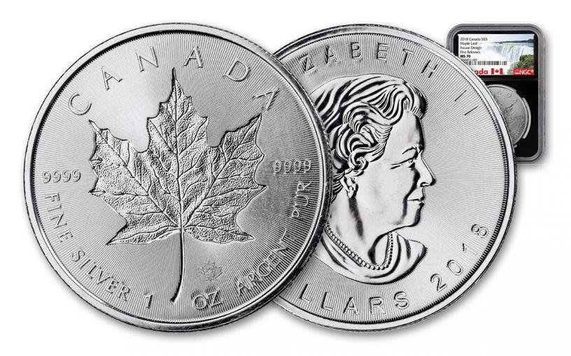 Canada $5 1-oz Silver Maple Leaf Regular Incuse Reverse and Obverse