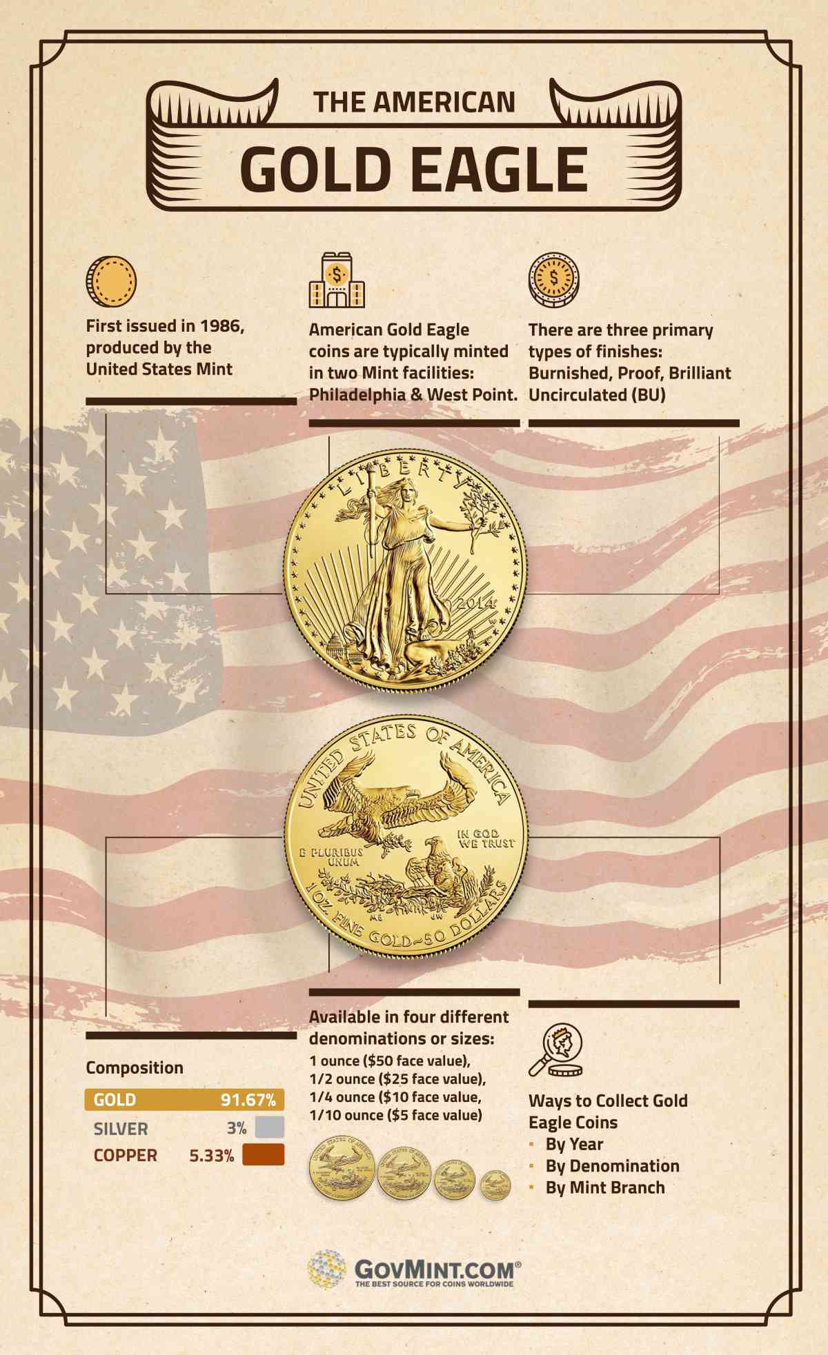 History of the American Gold Eagle Coin Infographic