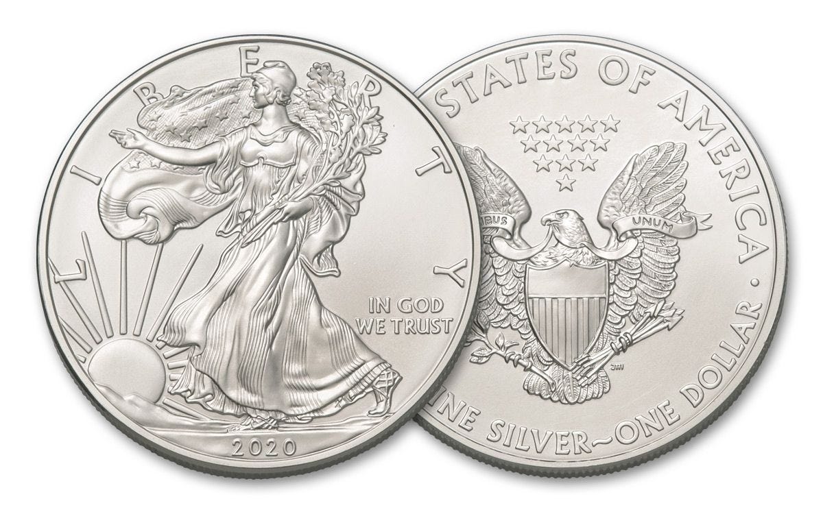 Type 1 Silver Eagle Obverse and Reverse Design