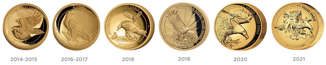 australian gold wedge tailed eagle 6 designs 2014-2021