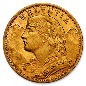 Helvetia on Gold Coins