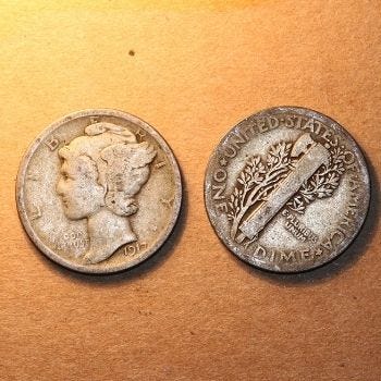 Mercury Dime Obverse and Reverse Design 