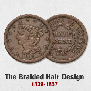 1857 Braided Hair Half Cent