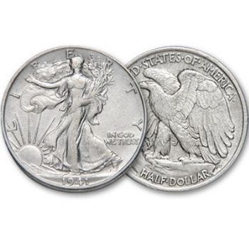 Walking Liberty Overse and Reverse Design